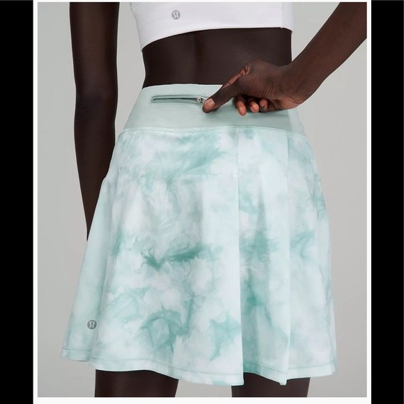LULULEMON PACE RIVAL SKIRT/SKORT EXTRA LONG-DIAMOND DYE WHITE SHEER BLUE SILVER - Picture 3 of 16